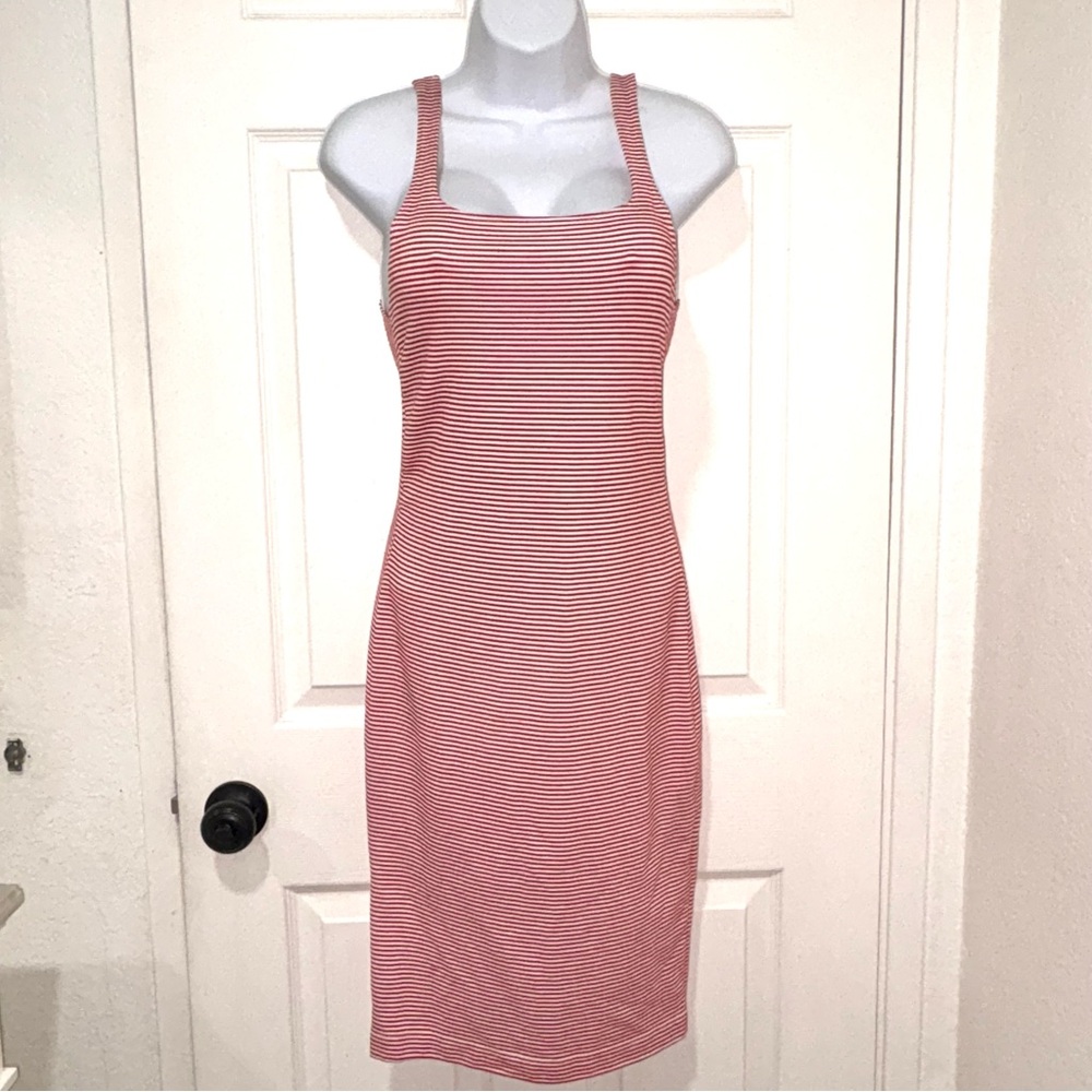 Zara Trafaluc Red and White Striped Midi Tank Dress Size Medium